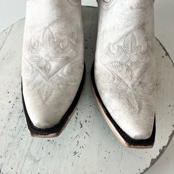 Lane LEXINGTON Women Cowboy Boots 8.5 White Leather Western Cowgirl Mid Calf - Picture 7 of 14